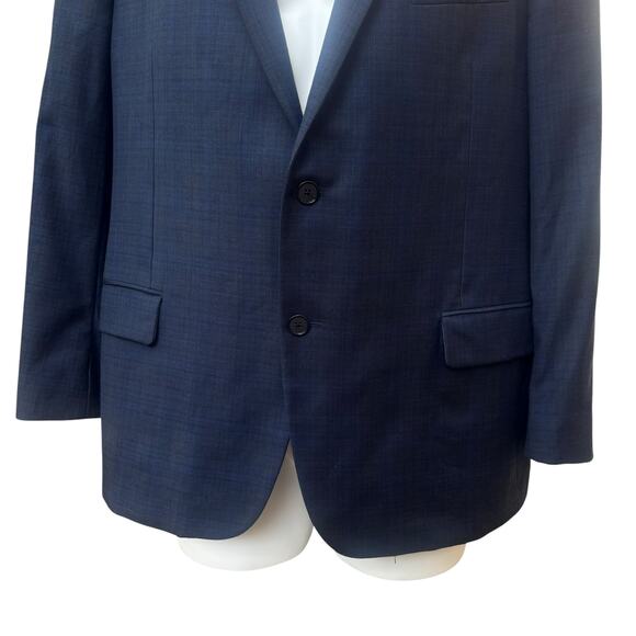 Hickey Freeman Jacket Sport Coat 46R Loro Piana Super 150 Blue Checker 2 Button - Picture 7 of 16